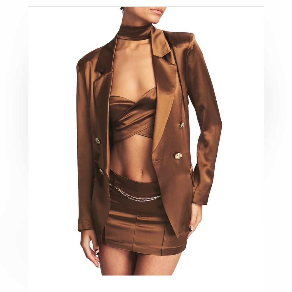 Retrofete Brown Satin Blazer